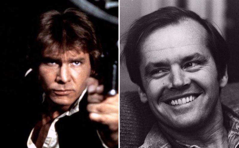 Auch seine zweitbekannteste Rolle bekam Harrison Ford eher zufällig: Han Solo. Der Part in "Krieg der Sterne" wurde durch George Lucas zunächst Jack Nicholson (rechts), James Caan, Robert de Niro und Burt Reynolds angeboten - alle lehnten ab. Harrison Ford las den Part des Han Solo eigentlich nur für den Screen-Test für andere Charaktere - und Lucas merkte, dass er einfach perfekt für die Rolle passte.