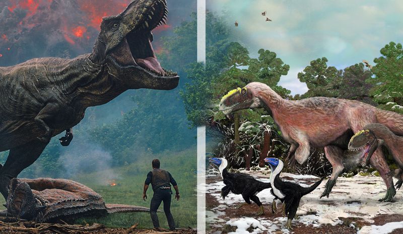 Sensationelle Effekte, Spannung und viel Dino-Chaos: "Jurassic Park" ist ein großes, lautes, grandioses Stück Kinogeschichte. Der Meilenstein von 1993 und die insgesamt sechs Sequels ("Jurassic World: Die Wiedergeburt" läuft ab sofort im Kino) beeindrucken alleine schon, weil die Dino-Monster so real wirken - dabei liegen die Darstellungen im großen Faktencheck teilweise viele Millionen Jahre daneben ...