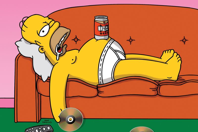 Dosenbier, auf dem Sofa lümmeln und in die Glotze schauen: für Homer Simpson eine absolute Idealvorstellung vom Leben.