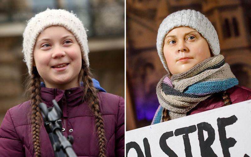 Ist sie es? Oder doch nicht? Im Falle der Wachsfigur von Greta Thunberg ist die Kopie nicht besonders gut gelungen. Bis auf die Mütze, die Jacke und die Zöpfe sind erinnert an der Wachsfigur rechts nur wenig an die echte Greta Thunberg.