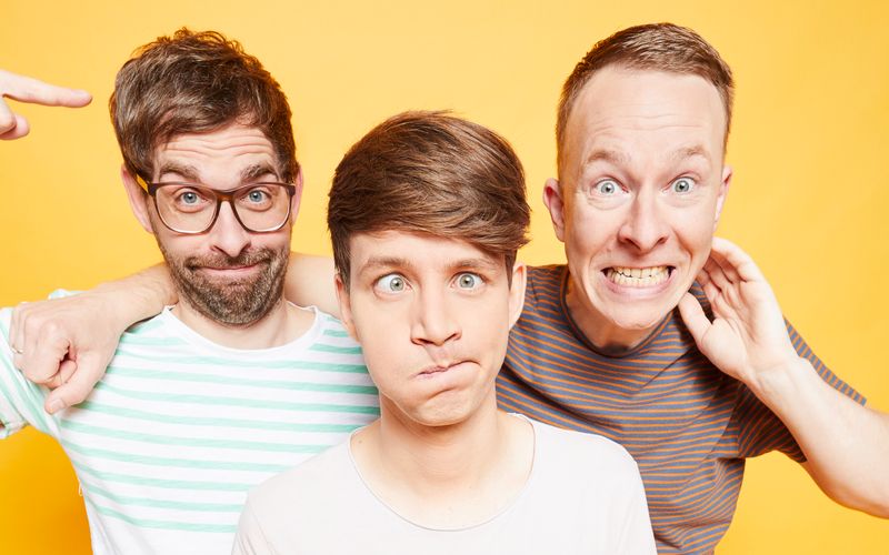 Deine Freunde sind die derzeit wohl größte und angesagteste Kinderband Deutschlands - und auch bei Eltern sehr beliebt. Von links: DJ Pauly, Lukas Nimscheck und Florian Sump.