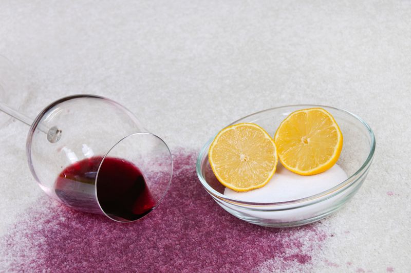 Diesen Trick kennen sicher bereits einige: Hat man Rotwein verschüttet, muss man schnell handeln. Bestreuten Sie den Fleck mit einer ordentlichen Portion Salz und lassen Sie es mindestens 20 Minuten einwirken. Nachdem Sie das Salz eingesaugt oder ausgebürstet haben, spülen Sie mit viel Wasser, am besten Sprudelwasser, nach.