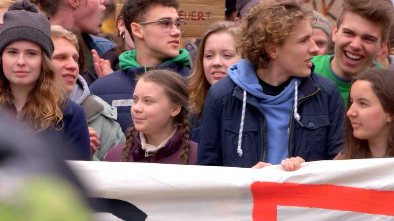 Greta Thunberg auf der Fridays for Future Protest Bewegung in Berlin, 2019. Auch sie kommt im Film vor.