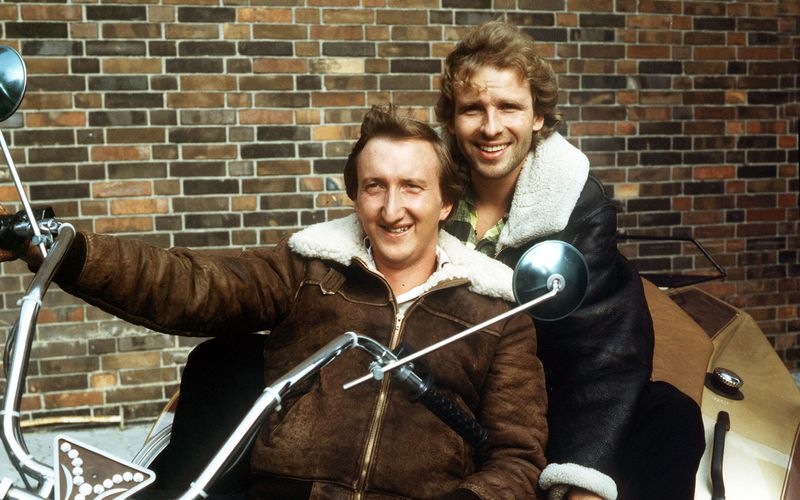 Mit Mike Krüger (vorne) und Thomas Gottschalk, hier in "Zwei Nasen tanken super" (1984), arbeitete Karl Spiehs in der Komödie "Die Supernasen" (1983) zusammen.