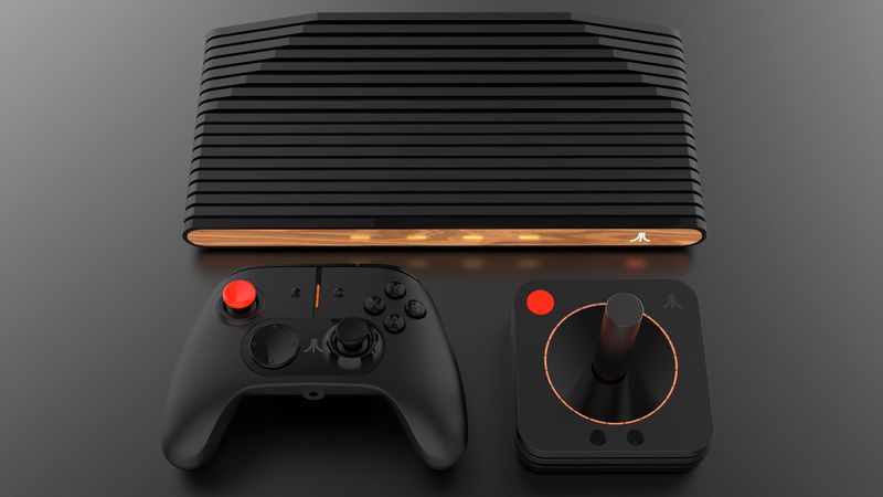 Das neue Atari VCS: Konsole und Joystick wurden dem Original aus den 70-ern und 80-ern nachempfunden, alternativ gibt's auch einen moderneren Controller.