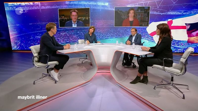 "Fußball, Sommer, Mutationen - wie groß bleibt das Corona-Risiko?": Zu dieser Fragestellung diskutierte Maybrit Illner (zweite von links) am Donnerstag mit ihren Gästen.