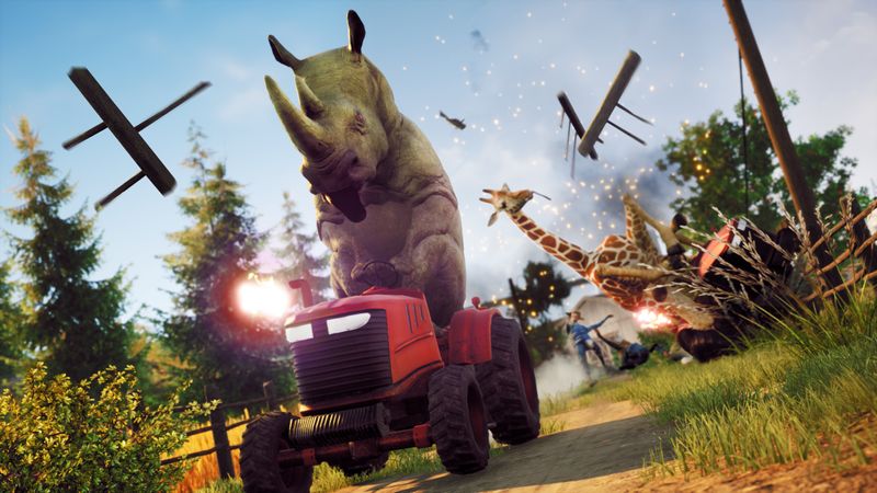 Wenn das Nashorn Traktor fährt: Im "Goat Simulator 3" scheint nichts unmöglich zu sein.