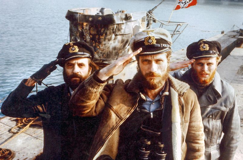 Gezeichnet nach zähen Unterwasserschlachten, von links: der Chefingenieur (Klaus Wennemann), Kapitän Hellriegel (Jürgen Prochnow) und Kriegsberichterstatter Werner (Herbert Grönemeyer).