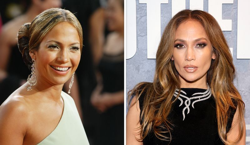 Zugegeben: Die Gesichtszüge von Jennifer Lopez wirken heute (Bild rechts) etwas härter als früher. Aber trotzdem: Hätten Sie gedacht, dass zwischen den beiden Bildern 20 Jahre liegen?