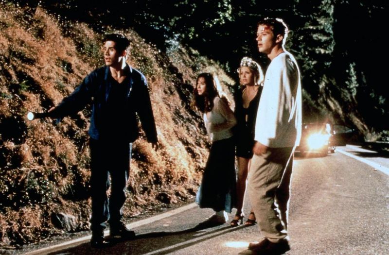 Die High-School-Absolventen (von links nach rechts) Ray (Freddie Prinze jr.), Julie (Jennifer Love Hewitt), Helen (Sarah Michelle Gellar) und Barry (Ryan Phillippe) hatten zunächst ausgelassen gefeiert, bevor sie auf einer Küstenstraße einen Menschen überfahren. Sie vertuschen den Unfall, doch ein Jahr später erhalten sie eine unheimliche Nachricht. Ihr Inhalt: "Ich weiß, weiß du letzten Sommer getan hast".
