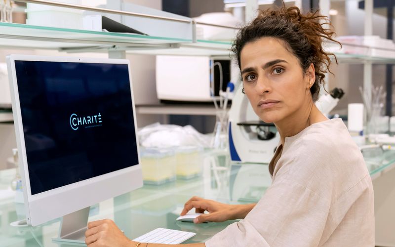 Sesede Terziyan spielt in der vierten Charité-Staffel Dr. Maral Safadi. Die möchte in ihrem neuen Amt als Leiterin der Mikrobiologie am Berliner Vorzeigekrankenhaus experimentelle Wege bei der Behandlung neuer und unerforschter Krankheiten gehen.