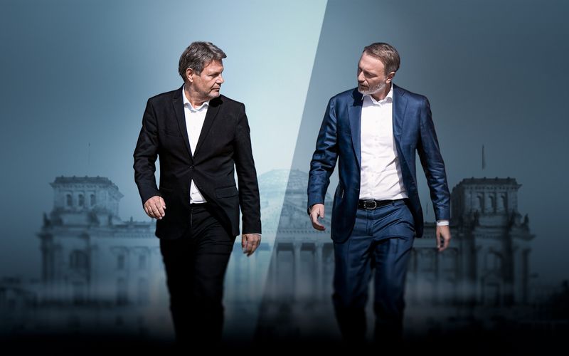 Zwei Männer, zwei Meinungen: Vizekanzler und Wirtschaftsminister Robert Habeck (Grüne, links) und Finanzminister Christian Lindner (FDP) scheinen im Dauerstreit zu liegen. Die Gründe werden nun in einer ZDF-Doku erforscht. 