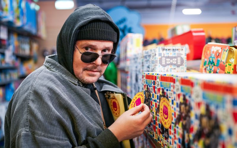 Stefan (Thomas Mraz) klebt bei seinem ersten Einsatz als Neu-Aktivist Warnaufkleber auf Plastikspielzeug. Wenig später wird er für ebendieses Werbung machen.