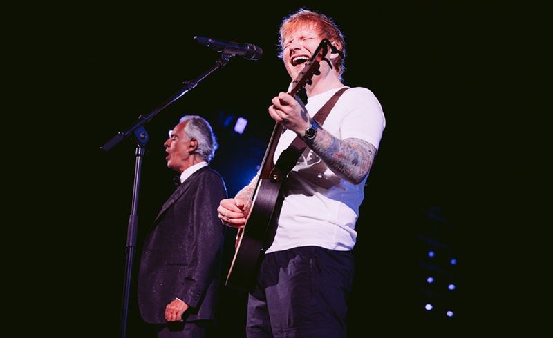 Superstars unter sich: Singer-Songwriter Ed Sheeran (rechts) und Andrea Bocelli.