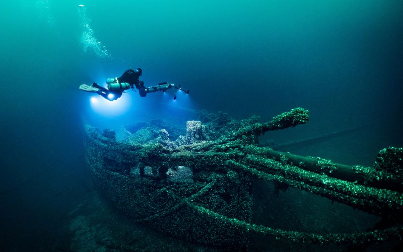 Auf Tauchgang zum Wracks: In den Great Lakes Nordamerikas sanken Tausende Schiffe. 