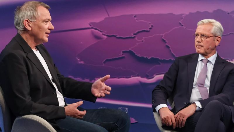 Am Dienstagabend diskutierte Sandra Maischberger mit Linken-Chef Jan van Aken (links) und CDU-Außenpolitiker Norbert Röttgen über den Ukraine-Krieg.