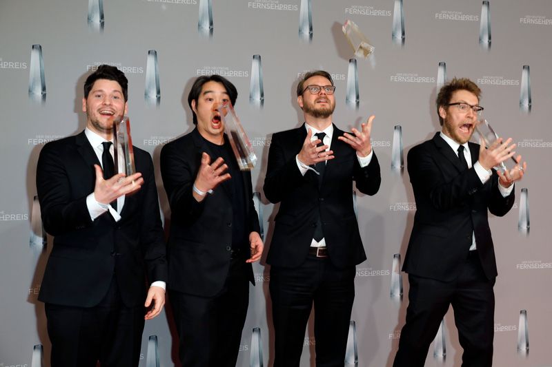 Bild aus besseren Zeiten: Simon Kraetschmer, Daniel Budiman, Etienne Garde und Nils Bomhoff von Rocket Beans beim Deutschen Fernsehpreis 2017.