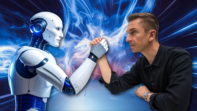 Eric Mayer stellt sich einer Kraftprobe: Er legt sich mit einem KI-Roboter an.