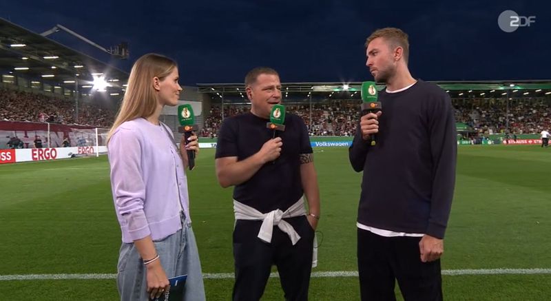 Kramer trifft auf seinen Ex-Chef Max Eberl (Mitte).