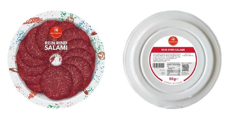 Die Rein Rind Salami, 50 Gramm vom Franz Wiltmann GmbH & Co. KG kann Krankheitserreger enthalten.