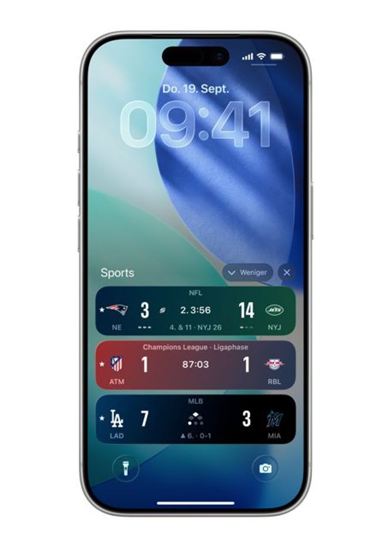 "Apple Sports" liefert Live-Ergebnisse direkt auf den Bildschirm.