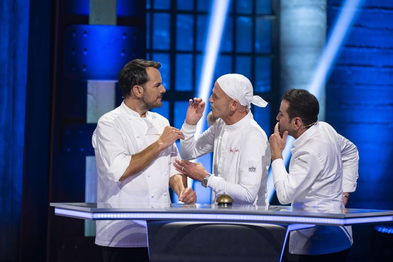 Top-Team Chaos? Steffen Henssler (von links), Ralf Zacherl und Ali Güngörmüş versuchten als "Hensslers Dreamteam" (VOX) ihre Gegner in den Disziplinen Kochen und Quizzen zu schlagen.