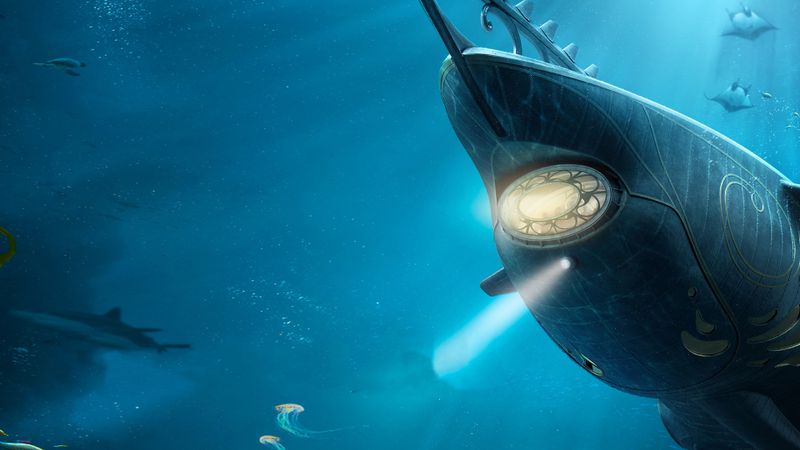 Wie in Jule Vernes "20.000 Meilen unter dem Meer" steuert Kapitän Nemo auch in der Serienadaption das Unterseebot Nautilus.