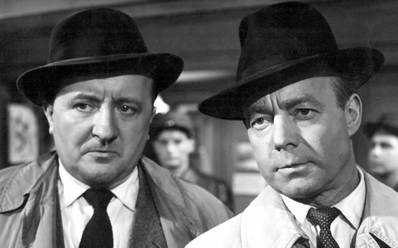 In "Es geschah am hellichten Tag" (1958) spielte Siegfried Lowitz (links) an der Seite von Heinz Rühmann.