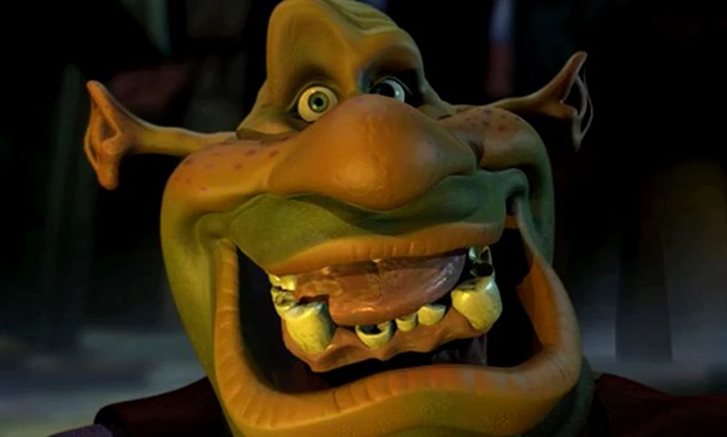 Ursprünglich sollte "Shrek" kein reiner Animationsfilm werden. Geplant war vielmehr, mit Motion-Capture-Technik zu arbeiten. Ein erster Versuch (Bild) fiel jedoch bei DreamWorks-Chef Jeffrey Katzenberg durch.