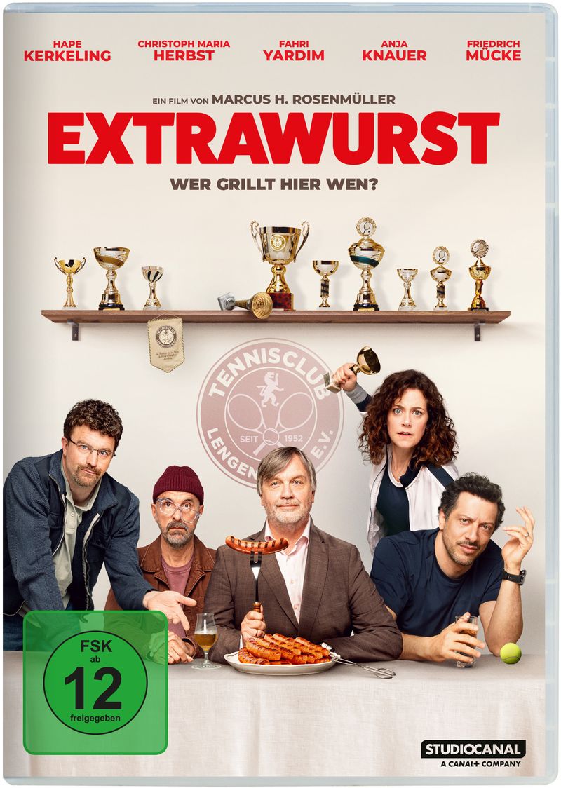 Film-Adaption des gleichnamigen Theaterstücks: Friedrich Mücke, Christoph Maria Herbst, Hape Kerkeling, Anja Knauer und Fahri Yardim (von links) streiten um die "Extrawurst".